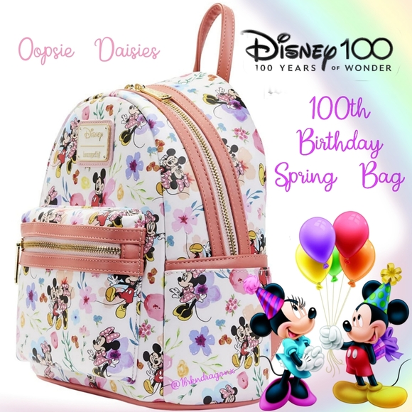 NWT Floral Pastel Disney 100th Anniversary Spring Backpack  Exclusive Loungefly - Picture 5 of 16
